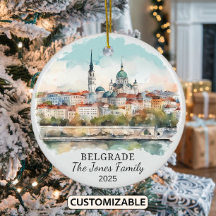 Personalized Belgrade Ornament, Serbia Gift Ceramic Ornament