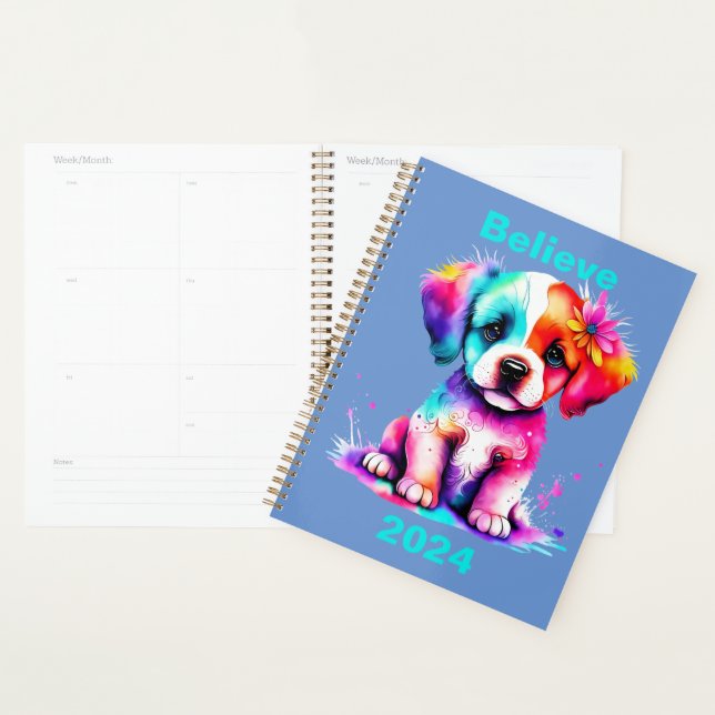 Personalized “Believe” 2024 Planner, Puppy  Planner (Display)