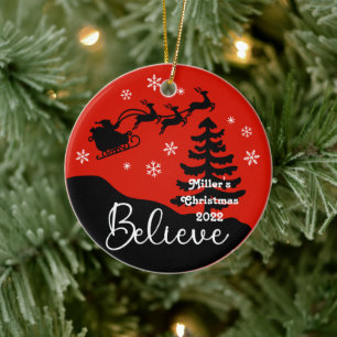Personalized Believe Ceramic Ornament