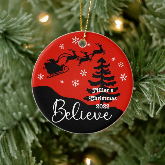 Personalized Believe Ceramic Ornament (Tree)