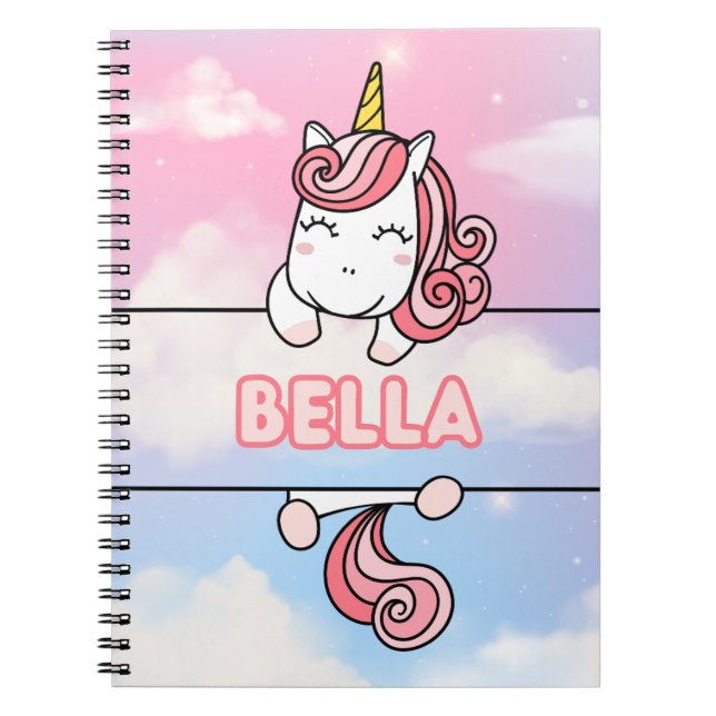 Personalized Bella Unicorn Girlie Notebook (Front)