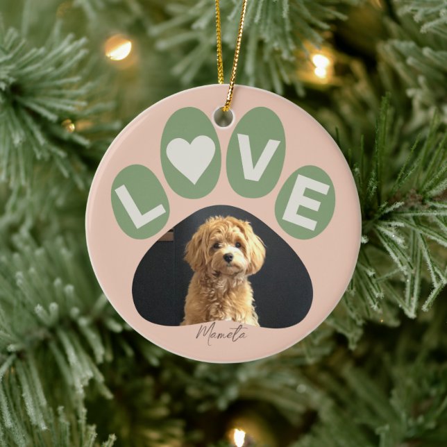Personalized Beloved Fur Baby Paw Ceramic Ornament (Tree)