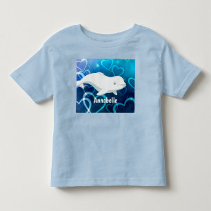 Personalized Beluga Whale and Blue Hearts Arctic Toddler T-shirt