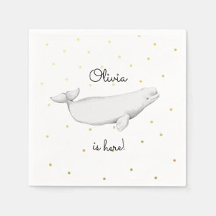 Personalized Beluga Whale New Baby Shower  Napkin