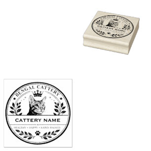 Personalized Bengal Cattery Name Rubber Stamp