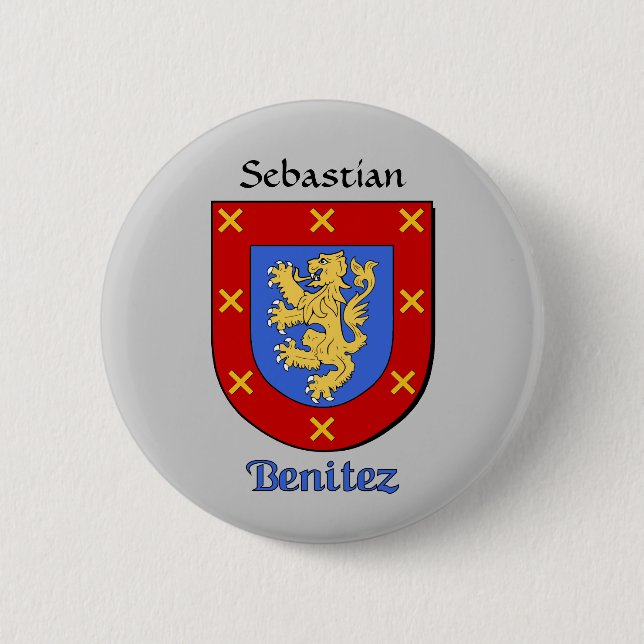 Personalized Benitez Historical Shield 2 Inch Round Button (Front)