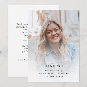 Personalized Bereavement Thank You Photo Memorial Card