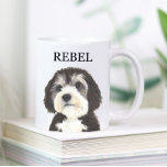 Personalized Bernedoodle Beverage Coaster Coffee Mug<br><div class="desc">I am in love with this beautifully detailed watercolor illustration of a black, white, and grey bernedoodle or sheepadoodle dog! Personalize these ceramic mugs and tumblers with your name or monogram and even and change the handle colour to compliment your decor! Change fonts by selecting the "edit using design tool"...</div>