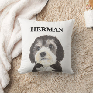 Personalized Bernedoodle Beverage Coaster Throw Pillow