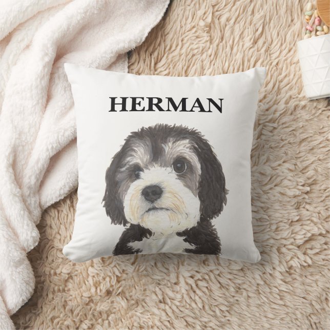 Personalized Bernedoodle Beverage Coaster Throw Pillow (Blanket)