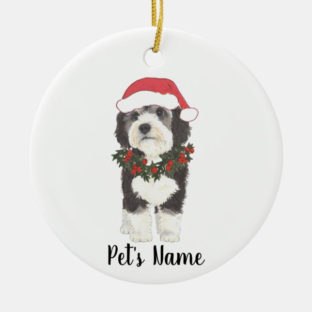Personalized Bernedoodle Ceramic Ornament (Front)