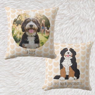 Personalized Bernedoodle Custom Photo Dog Mom Gift Throw Pillow