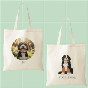 Personalized Bernedoodle Dog Mom Custom Photo Tote Bag