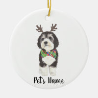 Personalized Bernedoodle Reindeer Bowtie Christmas