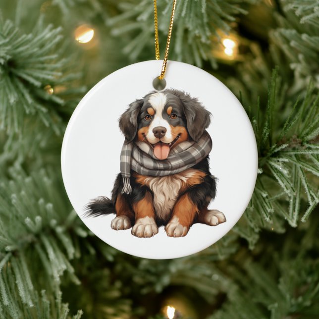 Personalized Bernese Mountain Dog Art Ceramic Ornament (Tree)
