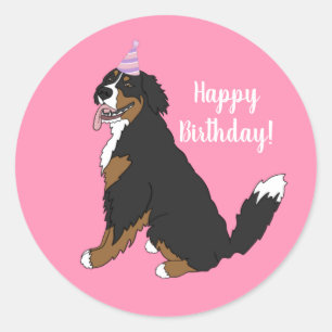 Personalized Bernese Mountain Dog Birthday   Classic Round Sticker
