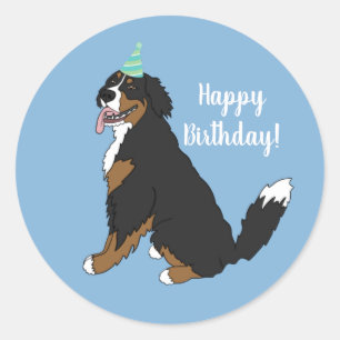 Personalized Bernese Mountain Dog Birthday  Classic Round Sticker
