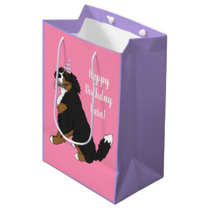 Personalized Bernese Mountain Dog Birthday  Medium Gift Bag