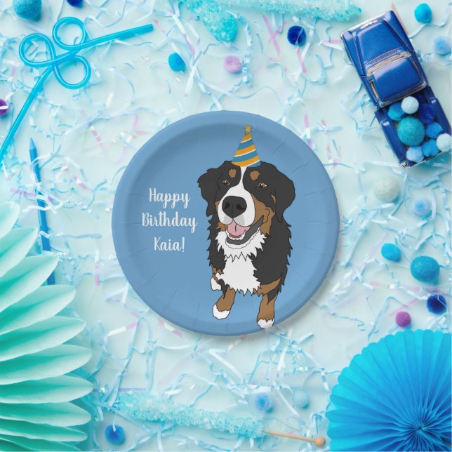 Personalized Bernese Mountain Dog Birthday Paper Plate (Party)