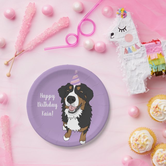 Personalized Bernese Mountain Dog Birthday Paper Plate (Party)