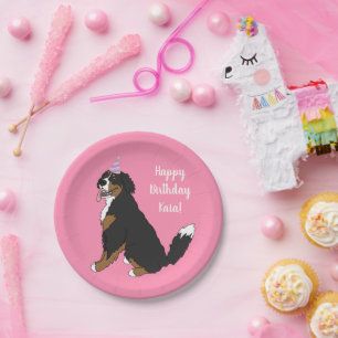 Personalized Bernese Mountain Dog Birthday Paper Plate