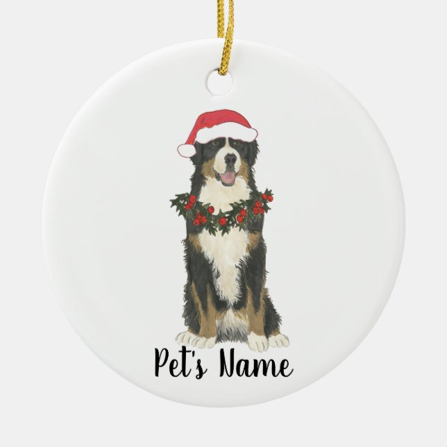 Personalized Bernese Mountain Dog Ceramic Ornament (Front)