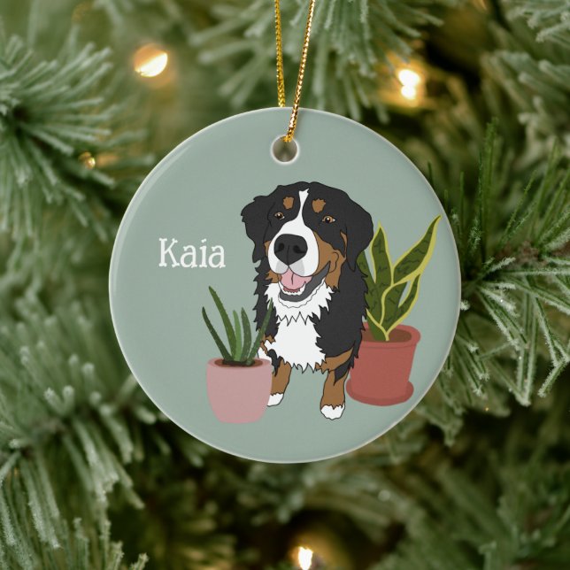 Personalized Bernese Mountain Dog  Ceramic Ornament (Tree)