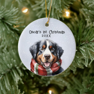 Personalized Bernese Mountain Dog Ceramic Ornament