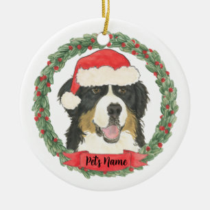 Personalized Bernese Mountain Dog Christmas Ceramic Ornament