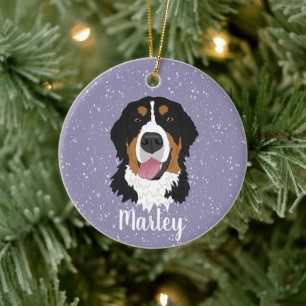 Personalized Bernese Mountain Dog Christmas Ceramic Ornament