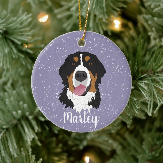 Personalized Bernese Mountain Dog Christmas Ceramic Ornament (Tree)