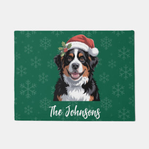 Personalized Bernese Mountain Dog Christmas Doormat