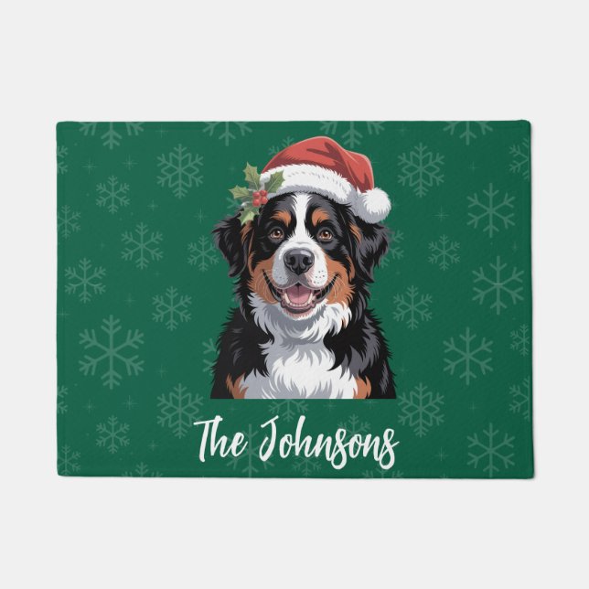 Personalized Bernese Mountain Dog Christmas        Doormat (Front)