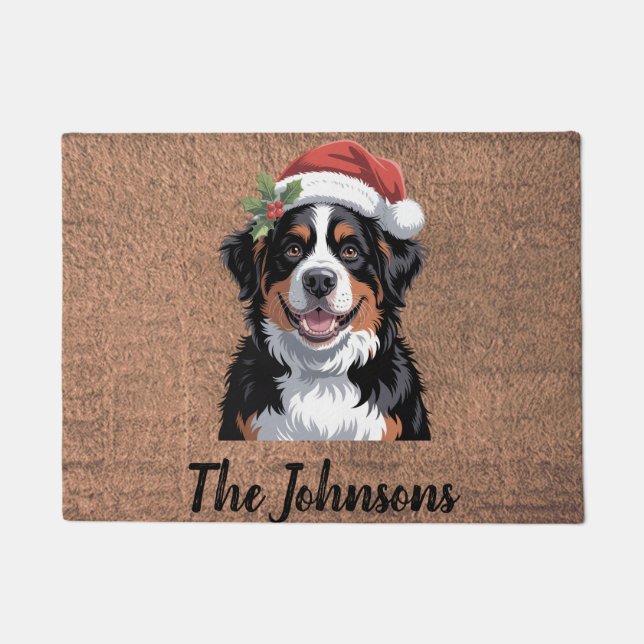 Personalized Bernese Mountain Dog Christmas        Doormat (Front)
