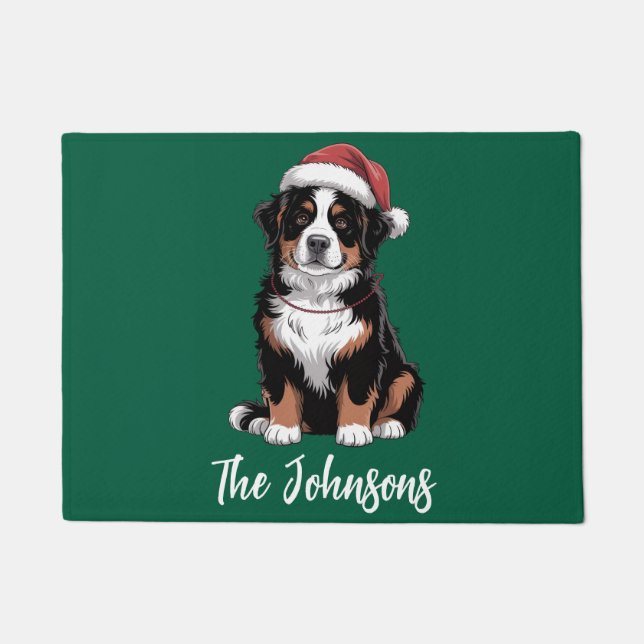 Personalized Bernese Mountain Dog Christmas        Doormat (Front)