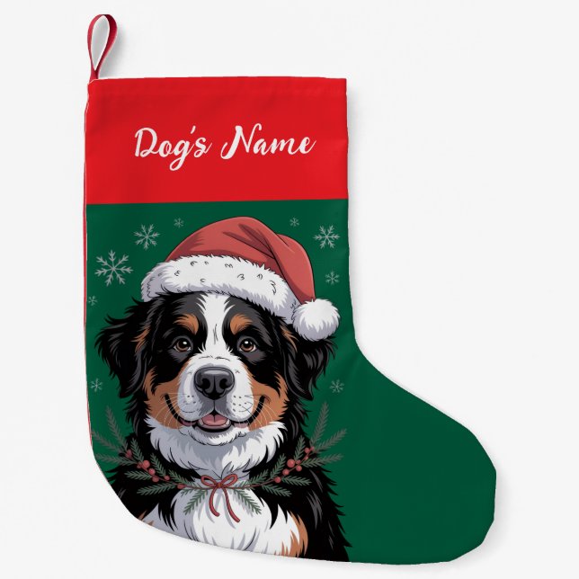 Personalized Bernese Mountain Dog Christmas        Small Christmas Stocking (Front)