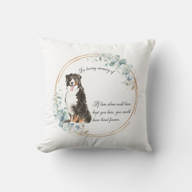 Personalized Bernese Mountain Dog Memorial Throw Pillow (Front)