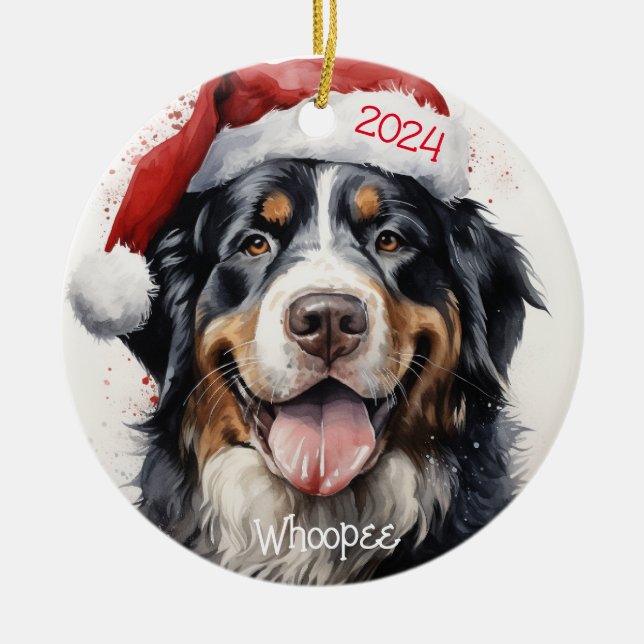 Personalized Bernese Mountain Dog Ornament (Front)