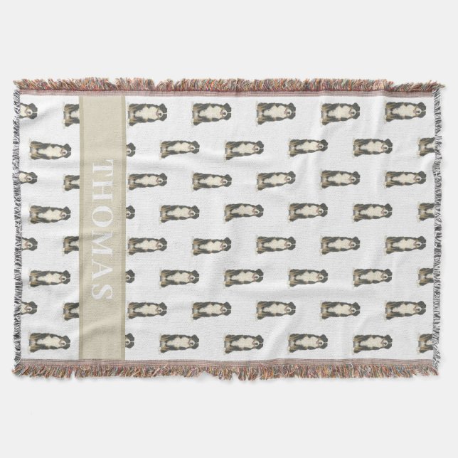Personalized Bernese Mountain Dog  Throw Blanket (Front)
