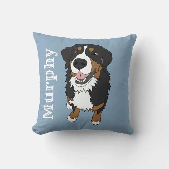 Personalized  Bernese Mountain Dog Throw Pillow (Front)