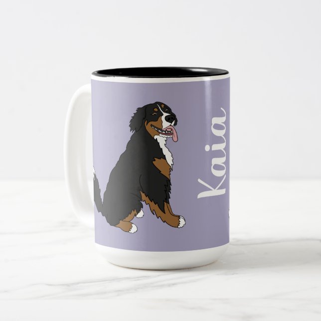 Personalized Bernese Mountain Dog  Two-Tone Coffee Mug (Front Left)