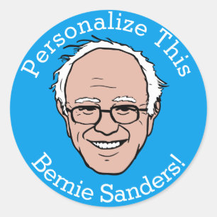 PERSONALIZED Bernie Sanders Cartoon Face Classic Round Sticker
