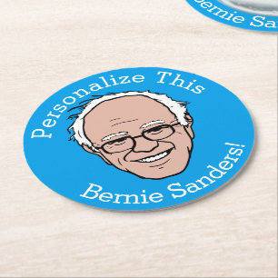 PERSONALIZED Bernie Sanders Cartoon Face Round Paper Coaster