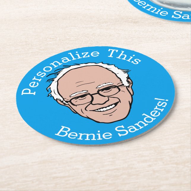 PERSONALIZED Bernie Sanders Cartoon Face Round Paper Coaster (Angled)