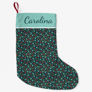 Personalized Berries and Pine Small Christmas Stocking