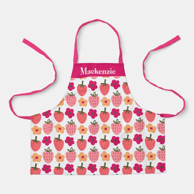 Personalized Berries & Flowers Sweet Kids Apron (Front)