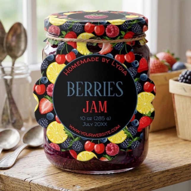 Personalized Berries Jam Round Jar Tag (Creator Uploaded)