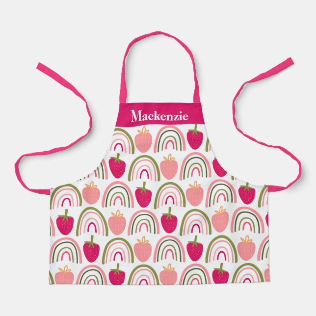 Personalized Berry Colourful Rainbows Sweet Kids Apron (Front)