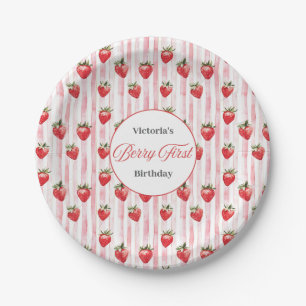 Personalized 'Berry First' Birthday Bowl's Paper Plate