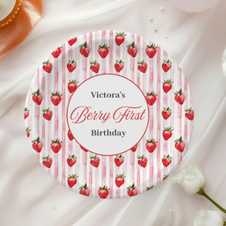 Personalized 'Berry First' Birthday Plates
